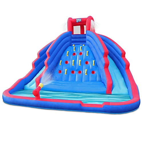 Deluxe Inflatable Water Slide Park HeavyDuty Nylon Bouncy Station for Outdoor Fun Climbing