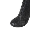 thumbnail image 4 of FSJ Women Fashion Round Closed Toe Weave Ankle Boots Crystal Chunky Block Mid Heel Sparkly Party Wedding Short Boots Shoes Size Size 5.5 Black, 4 of 4
