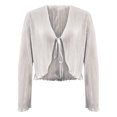 thumbnail image 4 of QUYUON Mid Length Cardigans for Women Deals Long Sleeve V-Neck Cardigans Polyester Long Sleeve Cardigan Women Cardigan Jacket Style Q-10591 Fall Cardigan Sweater Outerwear Coat White S, 4 of 4