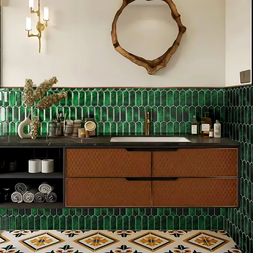 Green Straight Linear Peel and Stick Tile Backsplash 10 Sheets Backsplash Stick on Tiles for Kitchen Waterproof Smooth Wall Backsplash Renter Friendly Tiles for Bathroom Walls 12"x12"