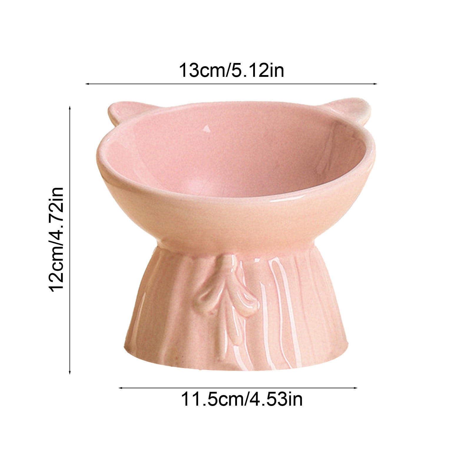 Lunxisen 1 Pcs Elevated Cat Food Bowl, Ceramic Raised and Tilted Water Bowl, Anti Vomiting and Protect Pets' Spines Dishes for Small Dog, Fat Faced Cat, Kitten