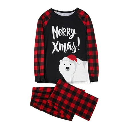 

Merry Christmas Matching Family Pajamas Set Polar Bear Printed Home Party Holiday Sleepwear