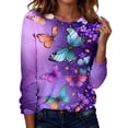 thumbnail image 2 of QUNYINEY Cute Over Sized T Shirt Women Casual Butterfly Long Sleeve Graphic Tees Going Out Loose Fit Pullover Crew Neck Trendy Tops for Women 2026, 2 of 8