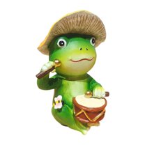 nvzhuang Cute Band Frog Statue Resin Animals Garden Figurine Outdoor Sculpture for Lawn Patio Decor