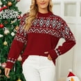 thumbnail image 4 of Chandail de Noël pour Femmes, Chandail en Molleton Chaud et Moelleux, Col Rond, Cardigan de Mode, Mignon, Imprimé Graphique, Tricoté, Doux, Fermeture Mi-Longue, 4 of 7