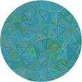 thumbnail image 1 of Ahgly Company Machine Washable Indoor Round Transitional Dark Cyan Green Area Rugs, 3' Round, 1 of 7