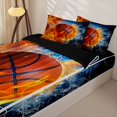thumbnail image 3 of Erosebridal Dynamic Basketball Pattern Zipper Full Size Comforter Sets with Fitted Sheet and 2 Pillowcases,Fiery Lightning Storm Print Zipper Bedding Set,Orange Blue Gold,Black Reversible, 3 of 6