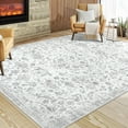 thumbnail image 2 of Haperlare 10x13 Vintage Floral Area Rug Oriental Rug, Soft Washable Rug Non Slip Low Pile Thin Rug Carpet for Living Room Bedroom Home Decor, Gray, 2 of 8