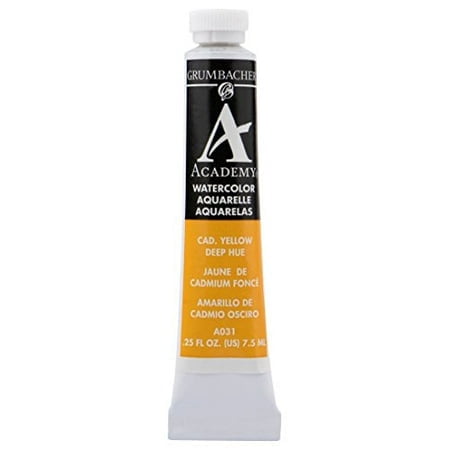 Grumbacher Academy Watercolor Paint, 7.5ml/0.25 Ounce, Cadmium Yellow Deep Hue (A031)