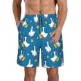 thumbnail image 2 of Uemuo Cartoon Goose Pattern Men's Swim Trunks Hawaiian Beach Bathing Suit Swimsuits Beach Quick-Dry Shorts with Pockets-, 2 of 9