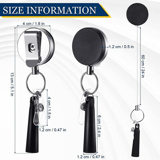 Mikewe Metal Retractable Badge Reel With Pen Holder Flexible Pull Badge Pen Holder Portable Elastic Silicone Pencil Holder With Clip And Key Ring For
