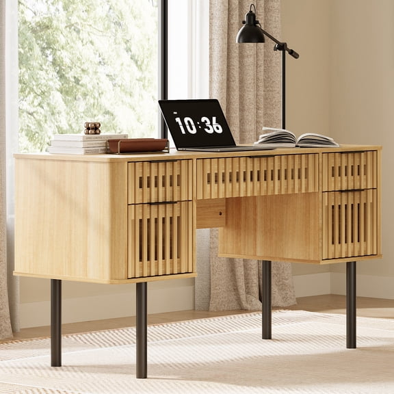 54" Executive Computer Desk with Storage and 5 Drawers for Home Office