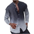 thumbnail image 2 of Blusa y camisa de manga larga con cuello alto para hombre, estilo informal, a rayas, con cuello alto, tipo cárdigan, camisa con botones, blusa de poliéster para hombre, 2 of 9