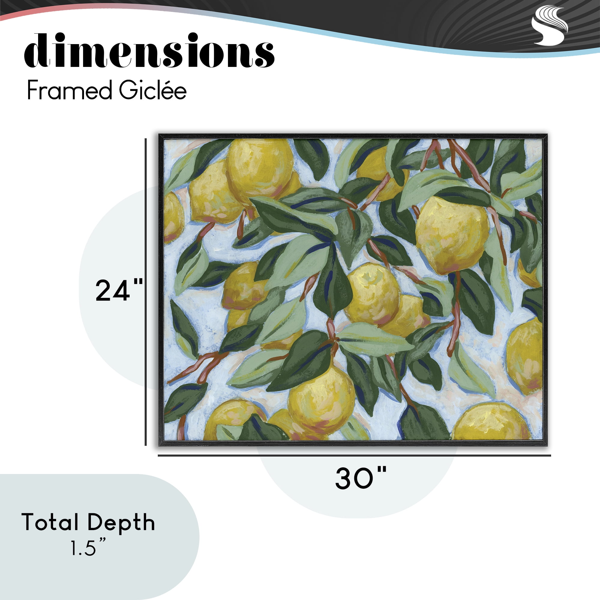 Stupell Industries Summer Citrus Tree Black Framed Giclee Art, design by June Erica Vess