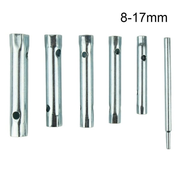 Wuweikeji 8-17mm 6 Pcs Tubular Box Wrench Set Tube Bar Spanner Steel Double Ended for Automotive Plumb Repair Hand Tools-Wrench