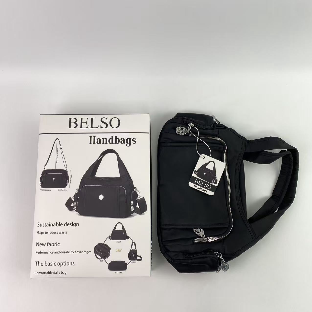 BELSO Handbags, Crossbody Bag for Women Waterproof Handbags Multi-Pocket Nylon Travel Shoulder Purse
