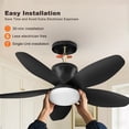 thumbnail image 6 of Low Profile Ceiling Fan With Light, 36" Flush Mount, LED Dimmable, DC Reversible, Remote/APP Control, For Bedroom Indoor/Outdoor Patio, Black, 6 of 9