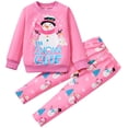 thumbnail image 6 of Pink Snowman 2-Piece Outfit Sets for Girls Cute Holiday Sweatshirt & All-Over Snowman Pants, Cozy Kids Casual Clothes, 3T, 6 of 8