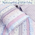 thumbnail image 4 of Cozy Line Home Fashions Shabby Chic Floral Ruffle Stripe 100% Cotton Reversible Quilt Set (Lavender, Queen - 3 Piece), 4 of 6
