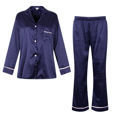 

Richie House Women s Satin Two-piece Set Pajama Sleepwear RHW2819-B-S