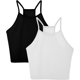 thumbnail image 1 of Women's Tejido Acanalado a Rayas básico sin Mangas Sexy con Tiras Cami Crop Top Paquete de 2 A-negro+blanco G Paquete de 2 A-negro+blanco G Xishao ropa, 1 of 2