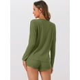 thumbnail image 4 of DARING DIVA Women's Waffle Knit Pajama Sets Lounge Set Long Sleeve Top Green L, 4 of 5