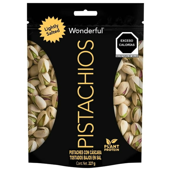 Pistaches Wonderful con cáscata tostados bajos en sal 227 g