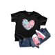 thumbnail image 4 of Gibobby Blusas Elegantes Para Niñas Camiseta para niña pequeña, camisetas de manga corta con estampado , camisetas de talla 100 a 160, camisetas de uso diario （Negro， 13-14 Años), 4 of 5