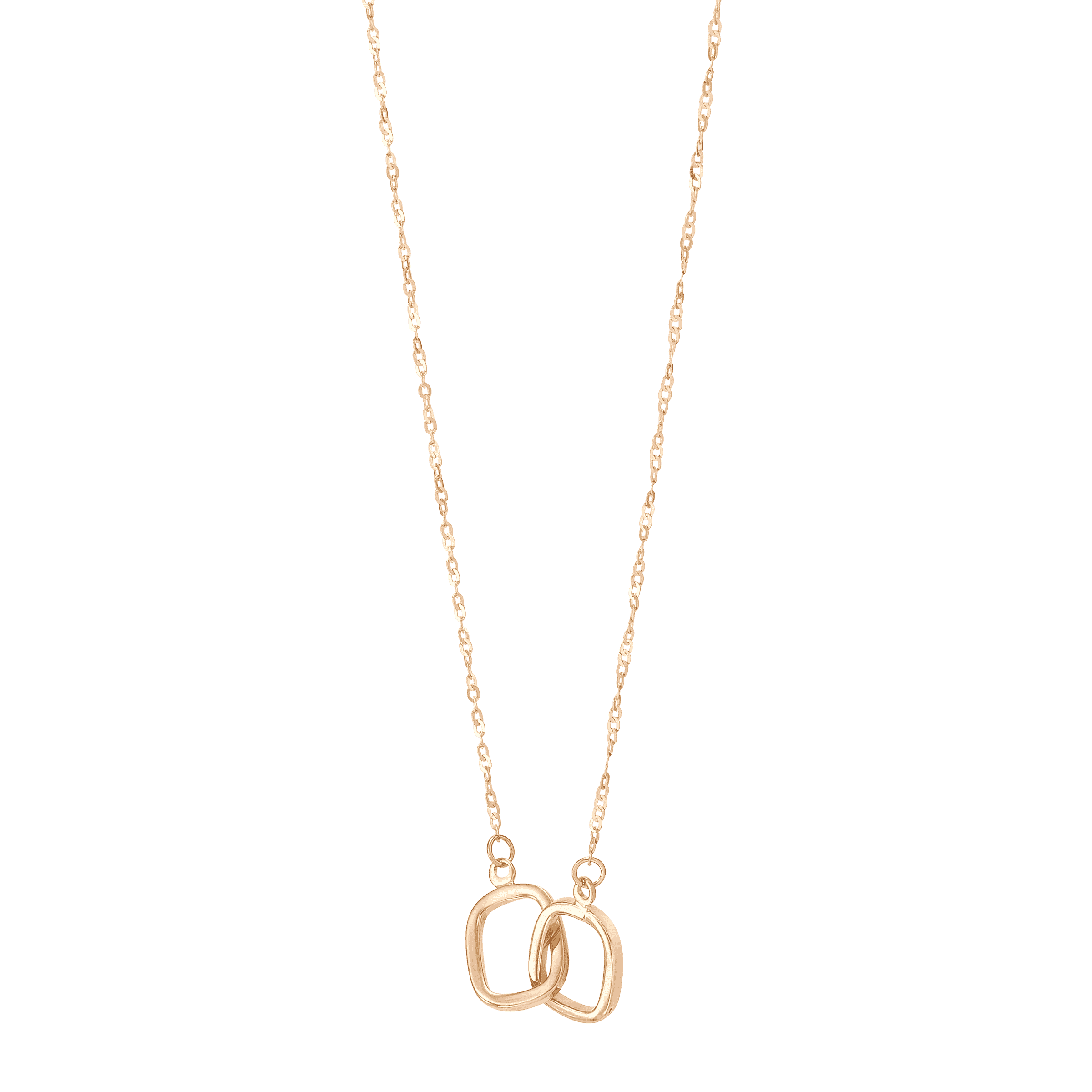 Women's Welry Interlocking Ovals Pendant Necklace in 14kt Yellow Gold, 16" + 2"