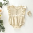 thumbnail image 3 of 6 Months Baby Girls Clothes 9 Months Girls Romper Solid Color Infant Girls Sleeveless Bodysuit Onesies Apricot, 3 of 7