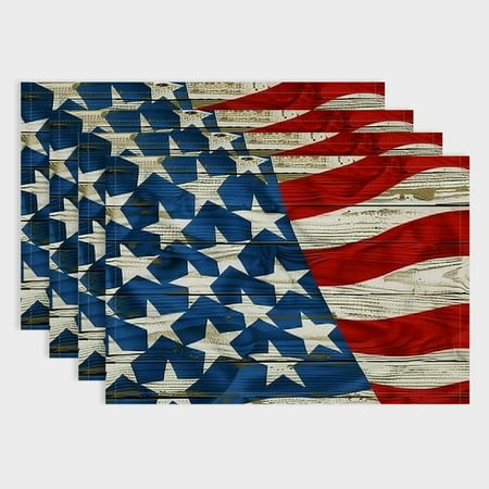 

Fenyluxe Stars American Flag Table Placemats Set of 4 Linen Western Meal Pad for Birthday Parties Christmas Restaurants Buffets Home Decor 18x12in