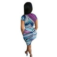 thumbnail image 2 of KOMOO 2Pcs Women Oversize Shorts Outfits Short Sleeve Top Shorts Striped Smudge Print Elastic Suit, 2 of 5