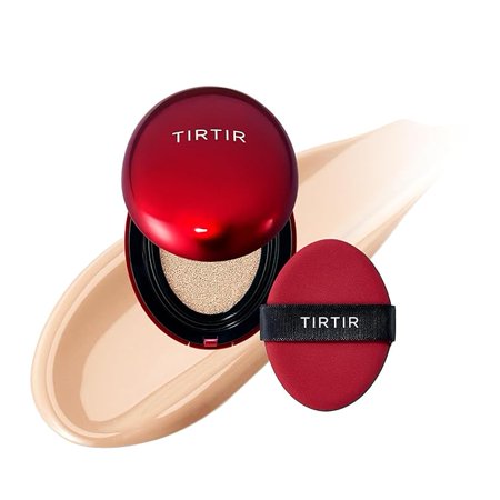 [*Mini Size*] TIRTIR Mask Fit Red Cushion Foundation | Full coverage, Weighless, Skin fit, Satin Glow Finish, Korean cushion foundation (#21C Cool Ivory, 0.15 Fl Oz)