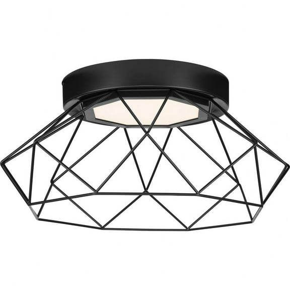Progress Lighting Geodesic 1-Light LED Flush Mount, Matte Black, Steel, 18" x 8", Contemporary Style
