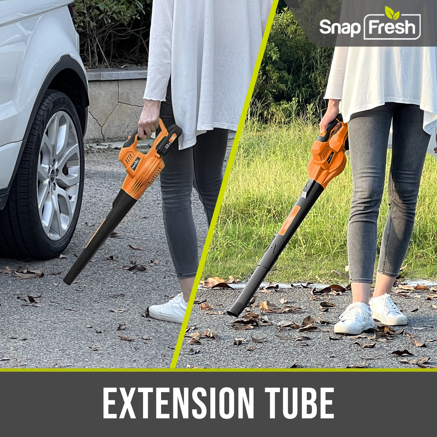SnapFresh 20V Cordless Leaf Blower 130MPH 140CFM Lightweight w/2.0Ah Battery & Charger (Orange)