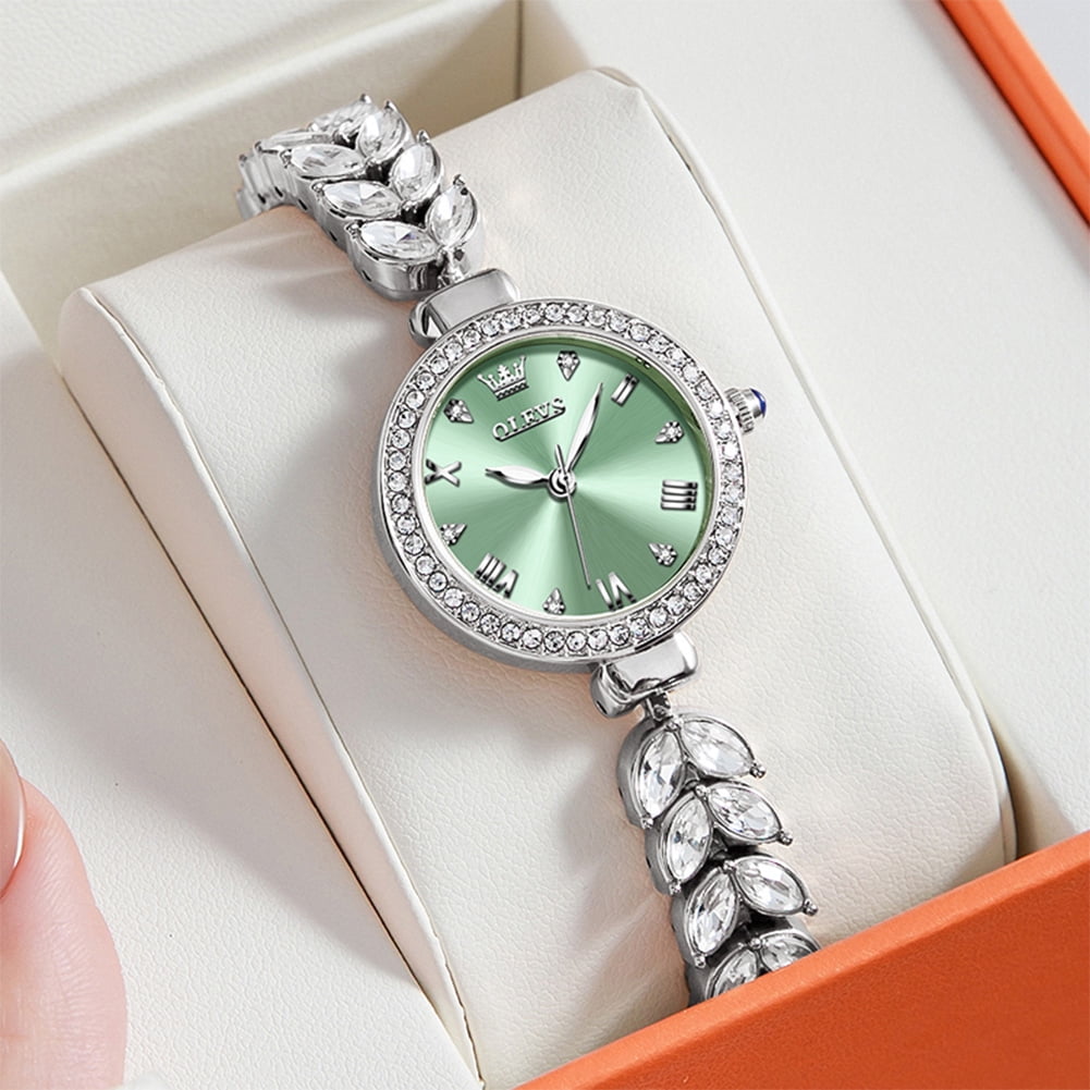 OLEVS Watches for Women Fashion Dress Analog Quartz Rose Gold Plated Stainless Steel Waterproof Luminous Luxury Ladies Watches Women Wrist Watches Gift Relojes para Mujer Pink/Purple/Green/Blue