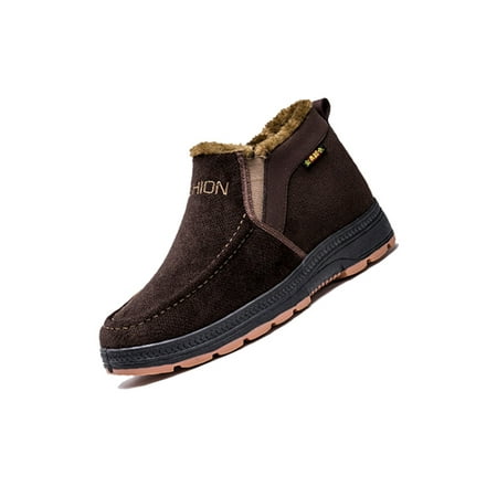 

Frontwalk Mens Ankle Boot Slip On Snow Boots Winter Warm Booties Cold Weather Soft Bootie Men Plush Lined Shoes Khaki 6