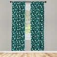 thumbnail image 2 of Ambesonne Green Curtains, Simplistic Daisies Dots Art, Pair of 28"x84", Dark Teal Burnt Sienna, 2 of 4