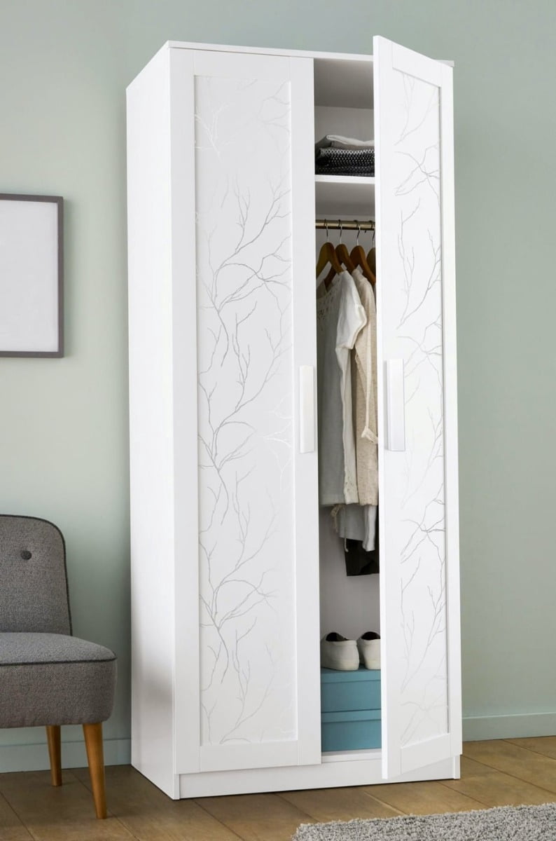 NextWall Metallic Silver Delicate Branches Peel and Stick Wallpaper