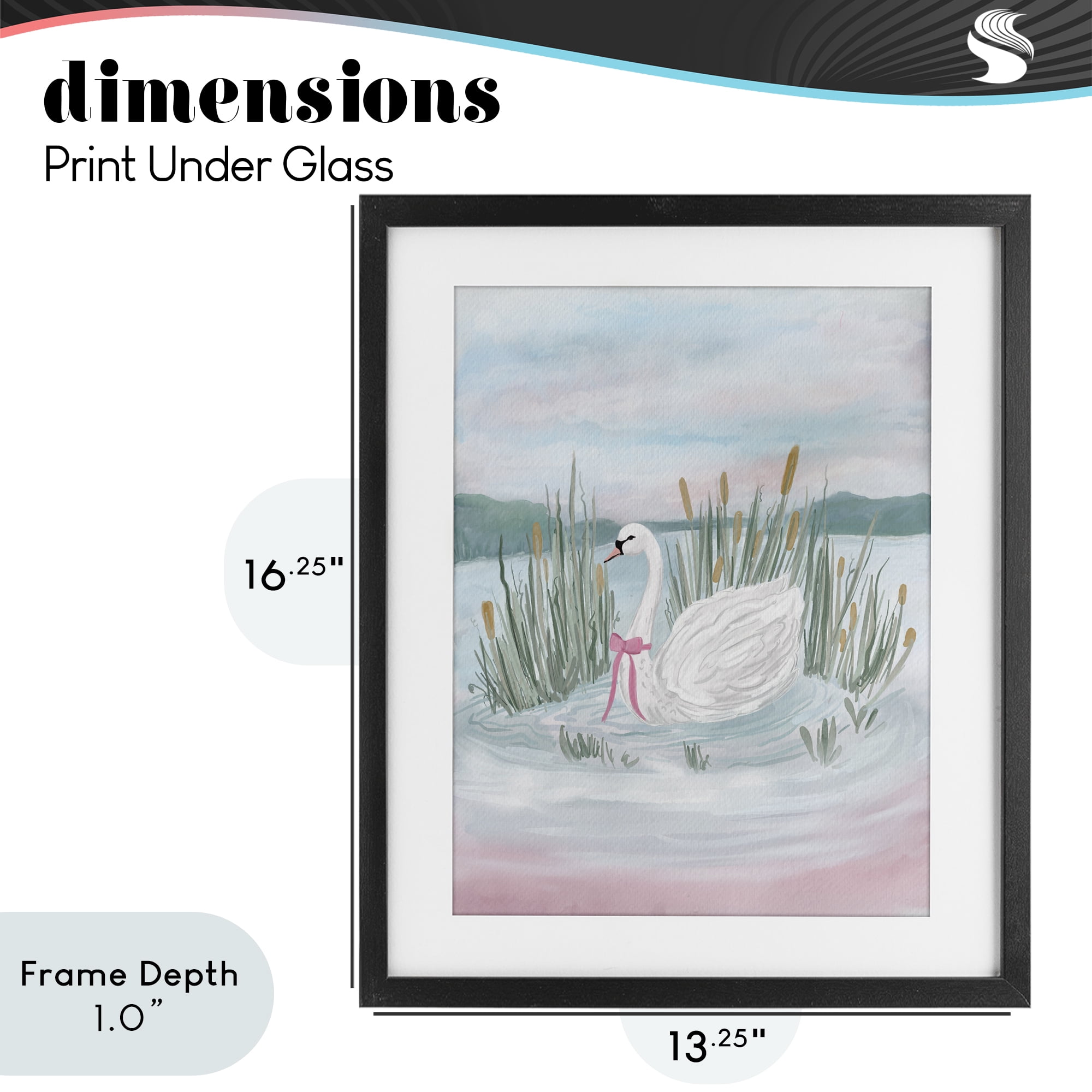 Stupell Industries Swan Serenade on Lake Black Framed Print Under Glass, design by Adreane Fippinger