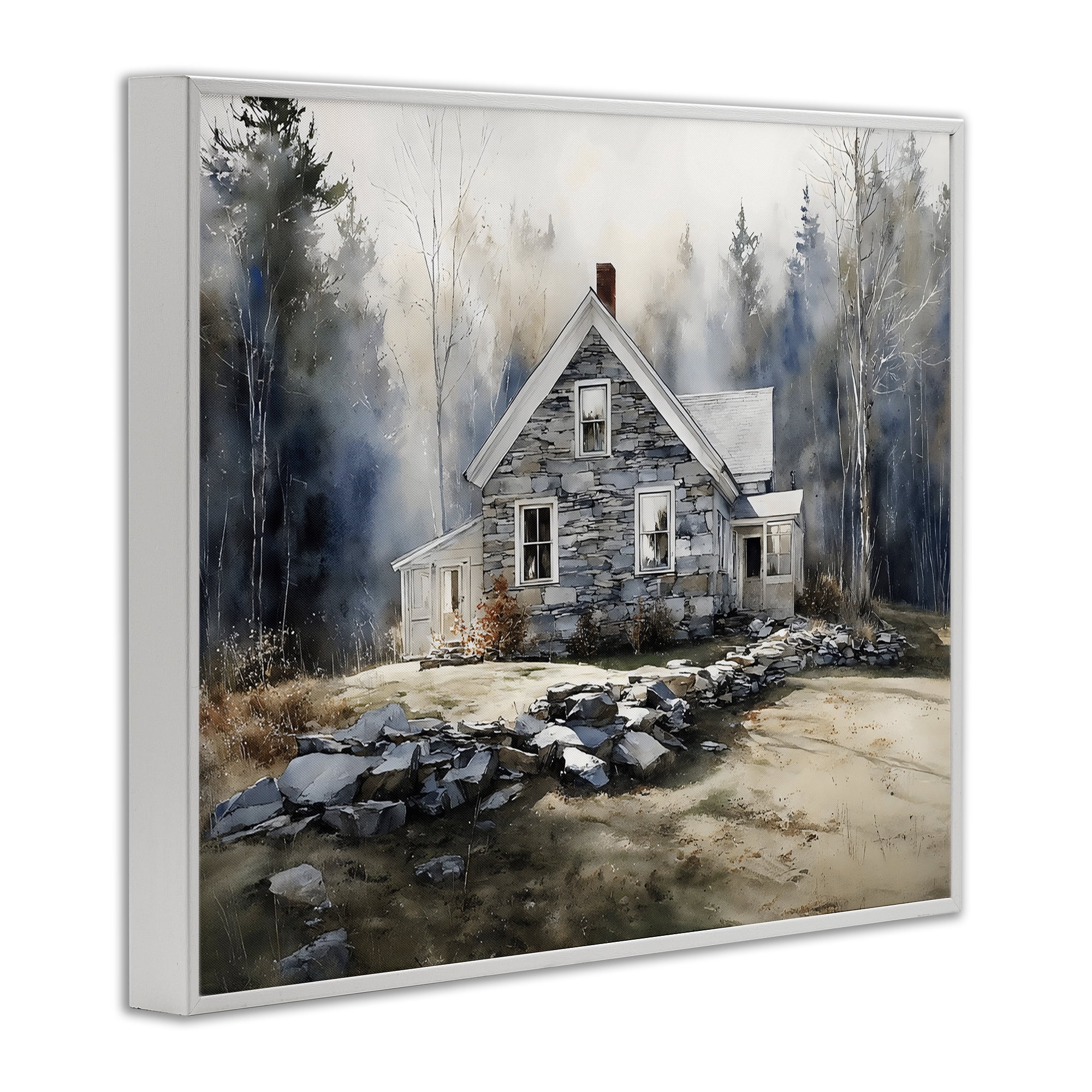 Stupell Industries Rustic Cottage Among the Trees White Framed Giclee Art, design by Franklyn Gregory