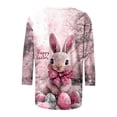 thumbnail image 4 of Xuyuer Happy Easter Family Matching Shirt Women Easter Sunday T-Shirt Leisure Print Round Neck Three Quarter Sleeve 3/4 Sleeve T-shirt Loose Cute Tie Dye Bunny Graphic Tee, 4 of 5