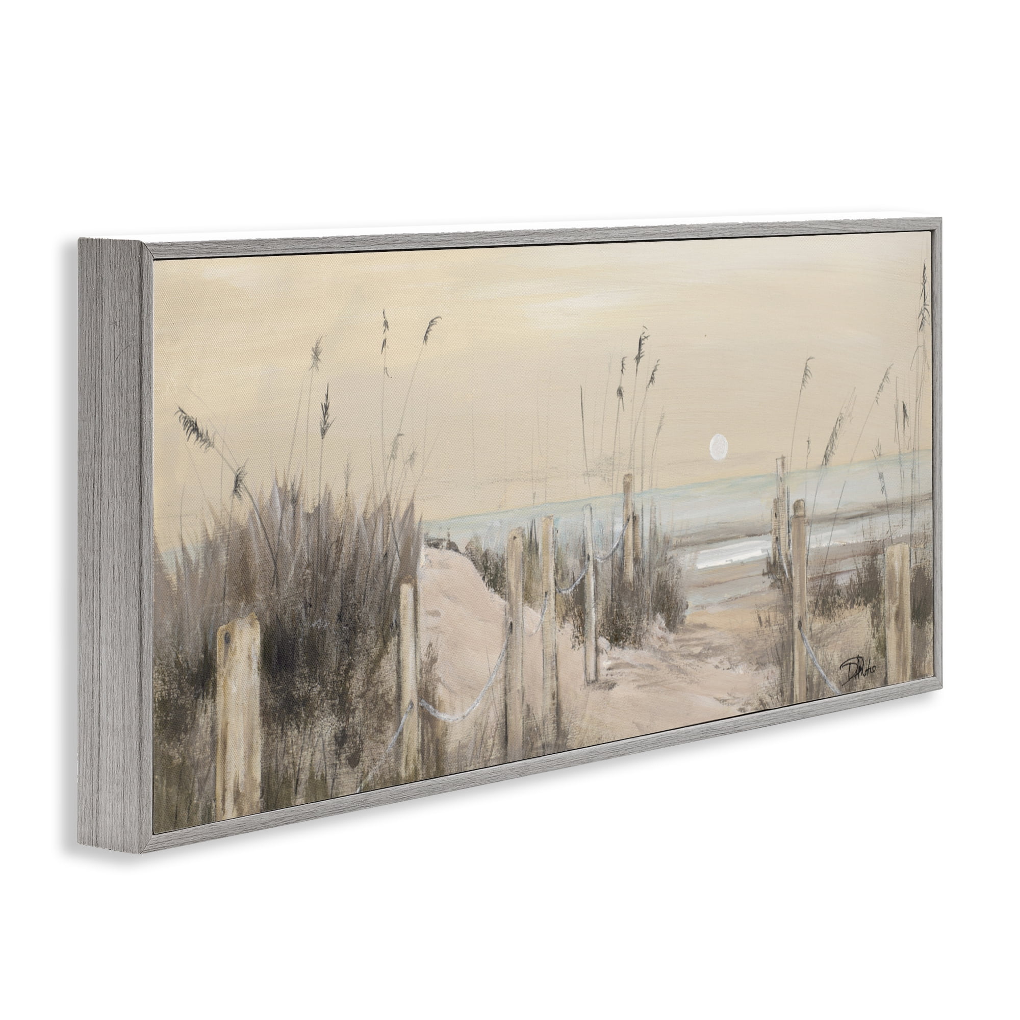 Stupell Industries White Moon Over Ocean Gray Framed Giclee Art, design by Patricia Pinto