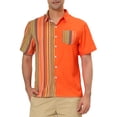 thumbnail image 1 of INSPIRE CHIC Men's Shirts Short Sleeve Summer Cotton Patchwork Button Down Shirts M Yellow Orange, 1 of 6
