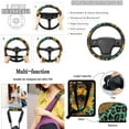 thumbnail image 6 of Garronmavis 15pcs Automobile Interior Sets Sunflower Leopard Print Front Rear Car Seat Covers Steering Wheel Cover Shoulder Protector Cover Coasters Keychain Rearview Mirror Cover, 6 of 7