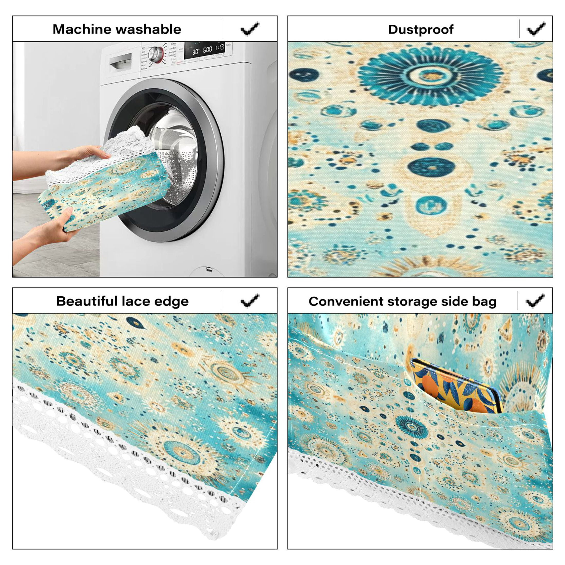 WOBOGO Moroccan Style Pattern Washing Machine Cloth Dryer Refrigerator Top Cover Protective Non-Slip Mat For Kitchen Laundry