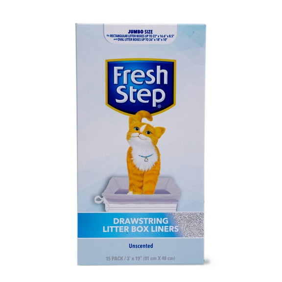 Fresh Step Drawstring Litter Box Liners Unscented, Jumbo Size, 36" x 19" - 15 Count