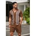 thumbnail image 5 of Men's 2 Piece Outfit Summer Outfits Fashion Casual Short Sleeve Polo Suit Vintage Short Sleeve Button Down Knit  Shirts Casual Beach Shorts Sets, 5 of 9