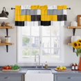 thumbnail image 4 of 2 Panels Yellow Grey Geometric Valance for Windows, Modern Black White Abstract Art Light Filtering Kitchen Curtains, Rod Pocket Window Treatment Curtain Valances for Living Room Bedroom, 60"x18", 4 of 9