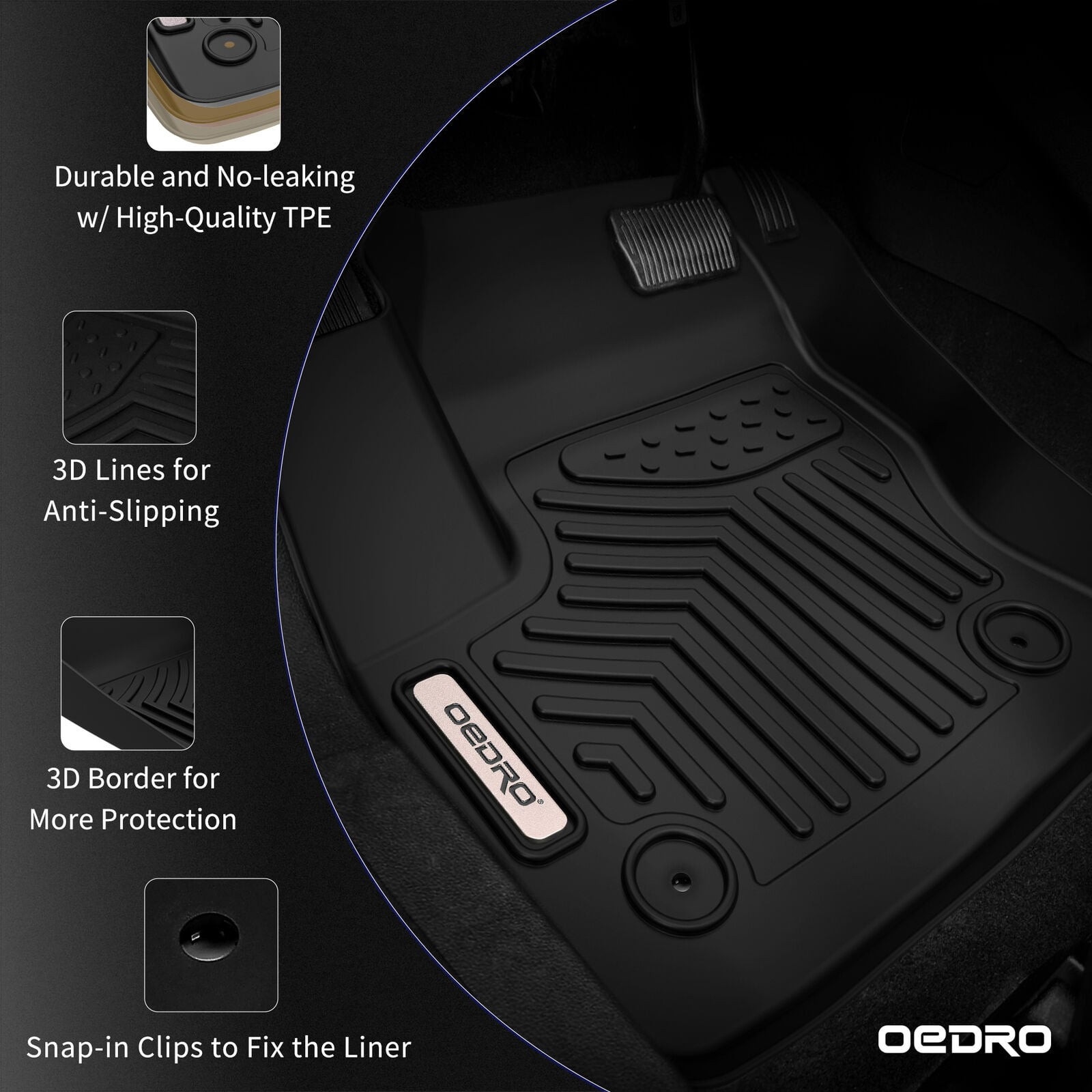 RVNI Car Floor Mat Liners 3D Model for 2005-2011 Toyota Tacoma Double Cab All Weather